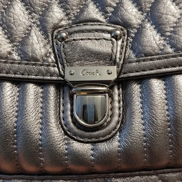 Coach Silver Quilted Leather Shopper Tote Style Number 19857 EUC - Picture 3 of 16